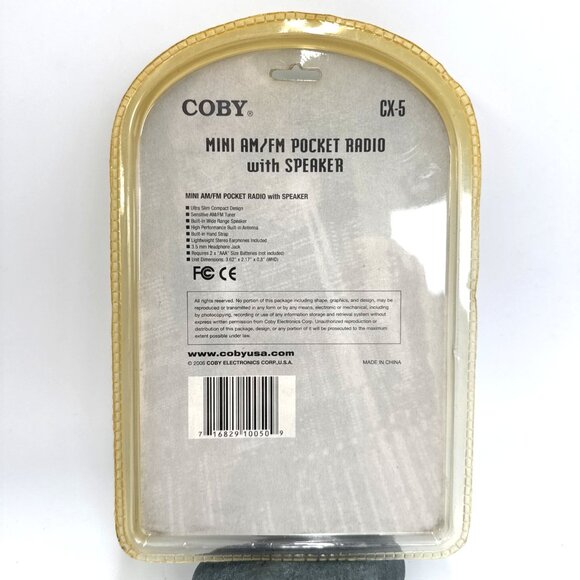 Coby CX-5 Mini AM/FM Pocket Radio W/Speaker Black CX-5 - Picture 4 of 5